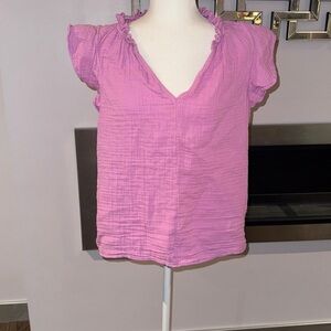 Old Navy Light Purple/Pink Ruffled Blouse size L 100% cotton